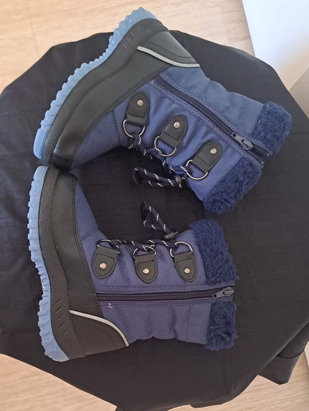 Dream Pairs Boys Navy Blue Faux-Fur Lace-Up Winter Boots